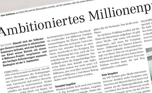 Das Autohaus von Känel erweitert bei einem vielschichtigen Umbau seine Geschäftsräume!